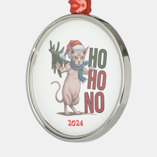 Kerst Grumpy Cat Ho Ho No Metalen Ornament (Links)