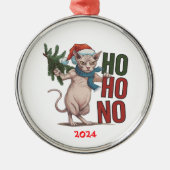 Kerst Grumpy Cat Ho Ho No Metalen Ornament (Voorkant)