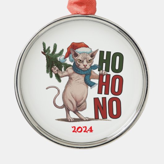 Kerst Grumpy Cat Ho Ho No Metalen Ornament (Voorkant)