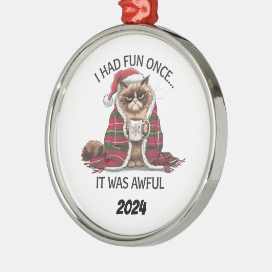 Kerst Grumpy Cat Ik heb me een keer vermaakt Metalen Ornament (Links)