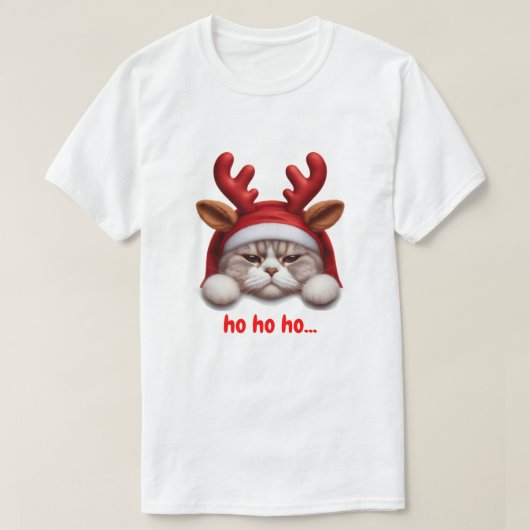 Kerst Grumpy Cat Rendier T-shirt (Design voorkant)