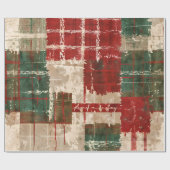 Kerst Grunge Plaid Cadeaupapier (Vlak)
