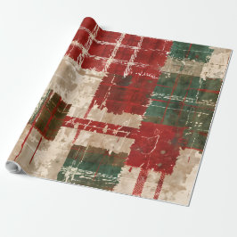 Kerst Grunge Plaid Cadeaupapier