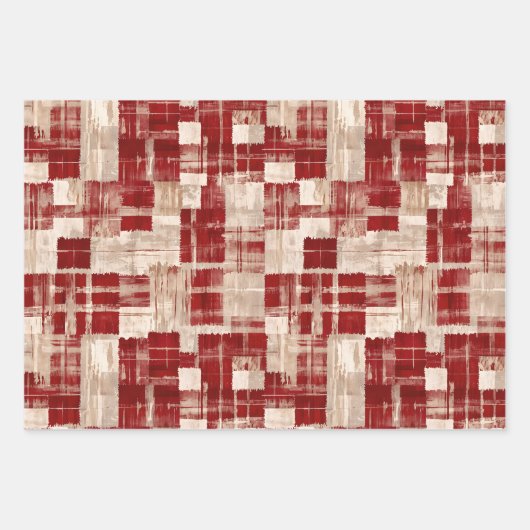Kerst Grunge Plaid Inpakpapier Vel (Voorkant 3)