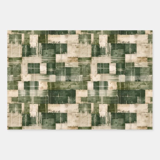 Kerst Grunge Plaid Inpakpapier Vel (Voorkant)