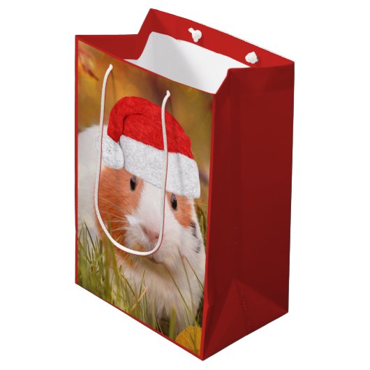 Kerst-Guinea Medium Cadeauzakje (Voorkant Gekanteld)