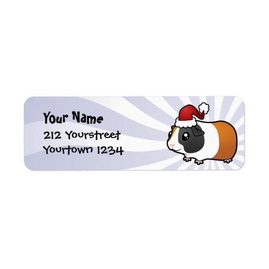 Kerst-Guinea Varkens (glad haar) Etiket (Voorkant)