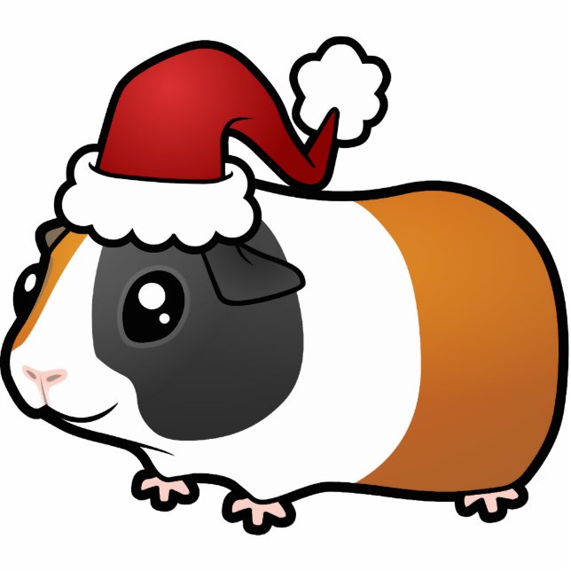 Kerst-Guinea Varkens (glad haar) Fotobeeldje Ornament (Voorkant)