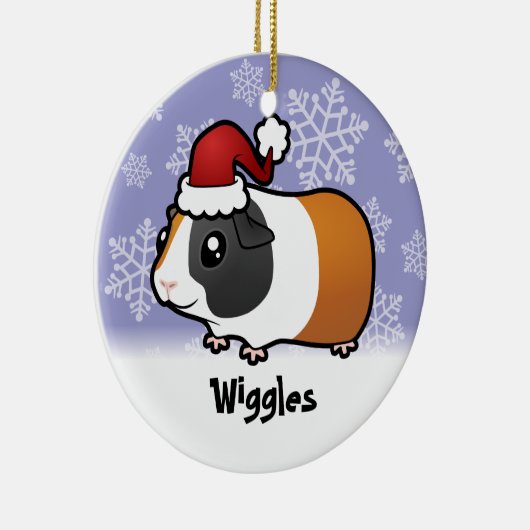 Kerst-Guinea Varkens (glad haar) (naam toevoegen) Keramisch Ornament (Rechts)