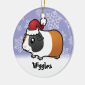 Kerst-Guinea Varkens (glad haar) (naam toevoegen) Keramisch Ornament (Links)