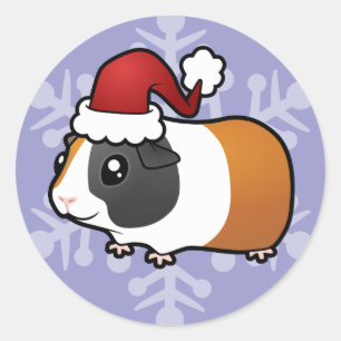 Kerst-Guinea Varkens (glad haar) Ronde Sticker