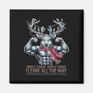 Kerst Gym Workout Rendier Gains Flexing Alle T Magneet