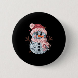 Kerst Haak Nep Garens Haak Sneeuwman Grappig Ronde Button 5,7 Cm
