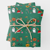 Kerst Halloween Wrapping Paper Flat Sheet Set (In situ)
