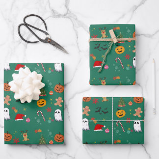Kerst Halloween Wrapping Paper Flat Sheet Set