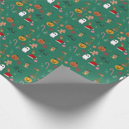 Kerst Halloween Wrapping Papier (Hoek)