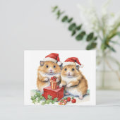 Kerst Hampsters, oh zo schattig, Briefkaart (Staand voorkant)