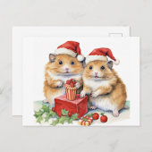 Kerst Hampsters, oh zo schattig, Briefkaart (Voorkant / Achterkant)