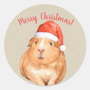 Kerst Hamster Cavia Land Feestdag Ronde Sticker