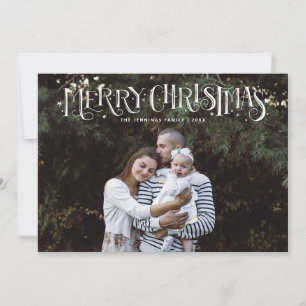 Kerst hand belettering op de bovenste familie foto aankondiging