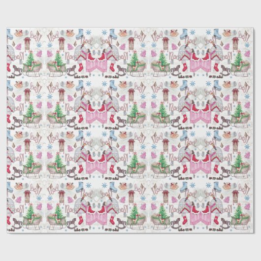 Kerst Hand geschilderd sprookje Cadeaupapier (Vlak)