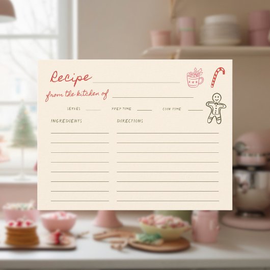 Kerst Hand Getekend Bruidsfeest Recept Informatiekaartje