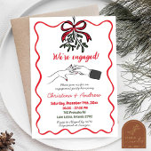 Kerst Hand getekend Red Bow We zijn verloofd feest Kaart