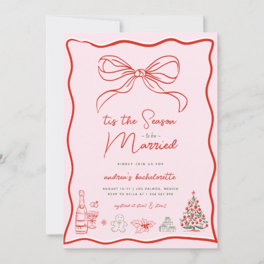 Kerst Hand Getekende Bachelorette Weekend Kaart (Voorkant)