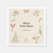 Kerst Hand Getekende Bruids Shower Servet (Voorkant)