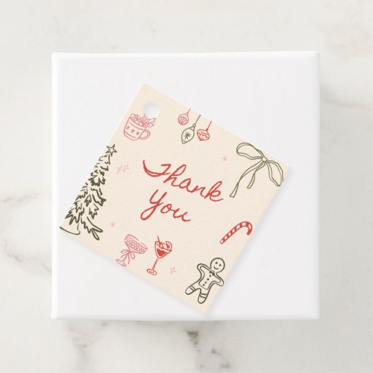 Kerst Hand Getekende Bruidsdouche  Bedankjes Labels (In situ)