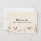 Kerst Hand Getekende Bruidsdouche Bedankkaart (Voorkant)