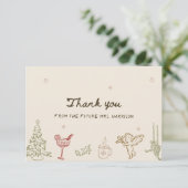 Kerst Hand Getekende Bruidsdouche Bedankkaart (Staand voorkant)