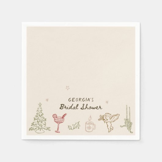 Kerst Hand Getekende Bruidsdouche Servet (Voorkant)