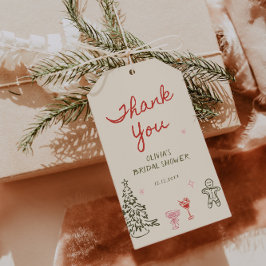 Kerst Hand Getekende Bruiloft Dank Je Cadeaulabel