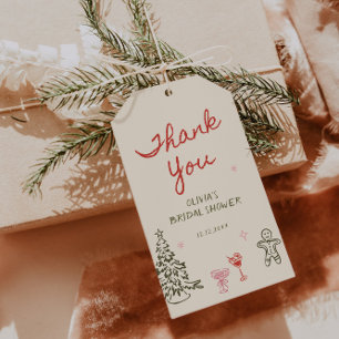 Kerst Hand Getekende Bruiloft Dank Je Cadeaulabel