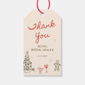 Kerst Hand Getekende Bruiloft Dank Je Cadeaulabel (Voorkant)