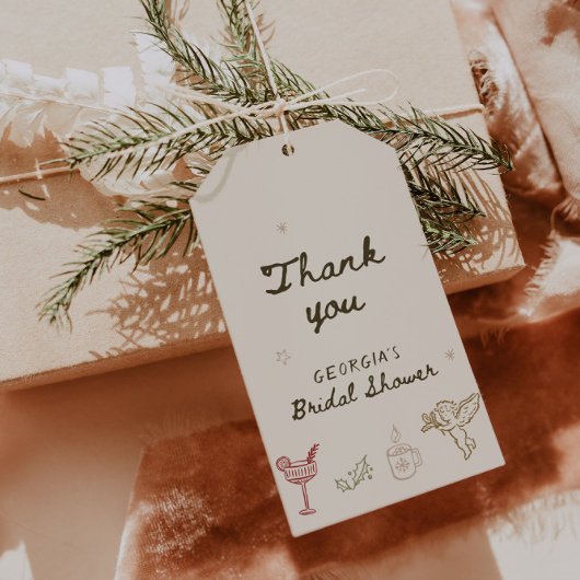 Kerst Hand Getekende Bruiloftsdouche Cadeaulabel