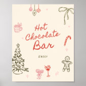 Kerst Hand Getekende Warme Chocolade Bar Poster (Voorkant)