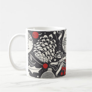 Kerst Hand-getrokken: Mistletoe Pine Naadloos. Koffiemok