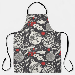 Kerst Hand-getrokken: Mistletoe Pine Naadloos. Schort