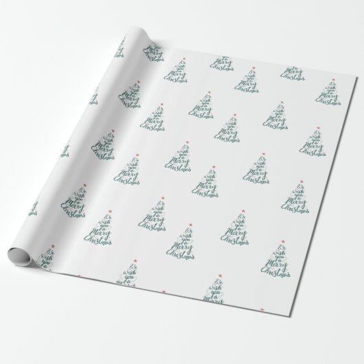 Kerst Hand Lettered Script Inpakpapier (Uitgerold)