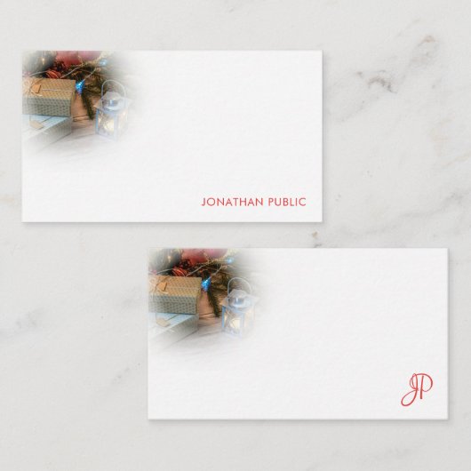 Kerst Hand Script Monogram Elegante Sjabloon (Voorkant / Achterkant)