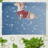 Kerst handdoek dachshond keukenhanddoek (Gevouwen)