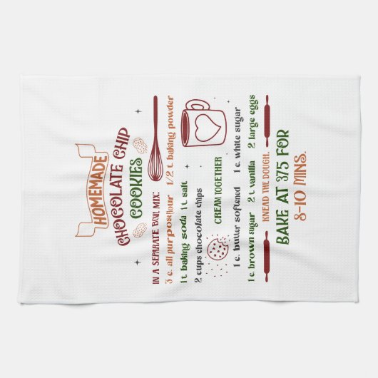 Kerst Handdoek met Chocolade Chip Recept (Horizontaal)