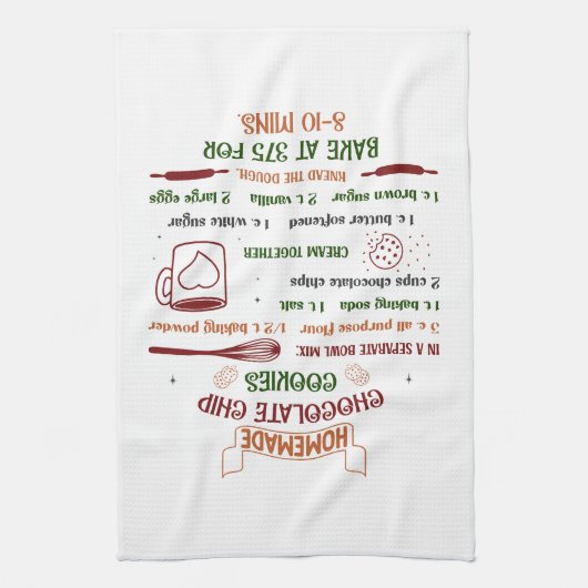Kerst Handdoek met Chocolade Chip Recept (Verticaal)
