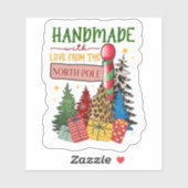 Kerst Handgemaakt met Liefde van de Noordpool Sticker (Vel)