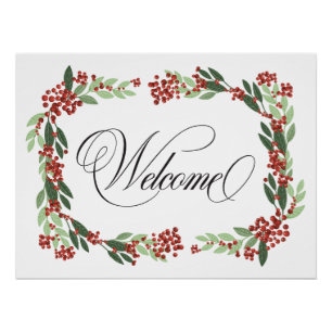 Kerst handgeschilderde botanische krans welkom perfect poster