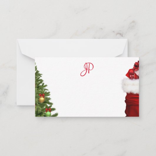 Kerst Handgeschreven Monogram Eenvoudige Sjabloon (Achterkant)