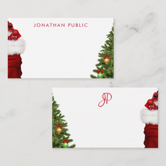 Kerst Handgeschreven Monogram Eenvoudige Sjabloon (Voorkant / Achterkant)