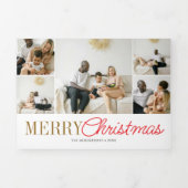Kerst Handgeschreven Script Serif 16 Foto Drieluik Wenskaart (Cover)